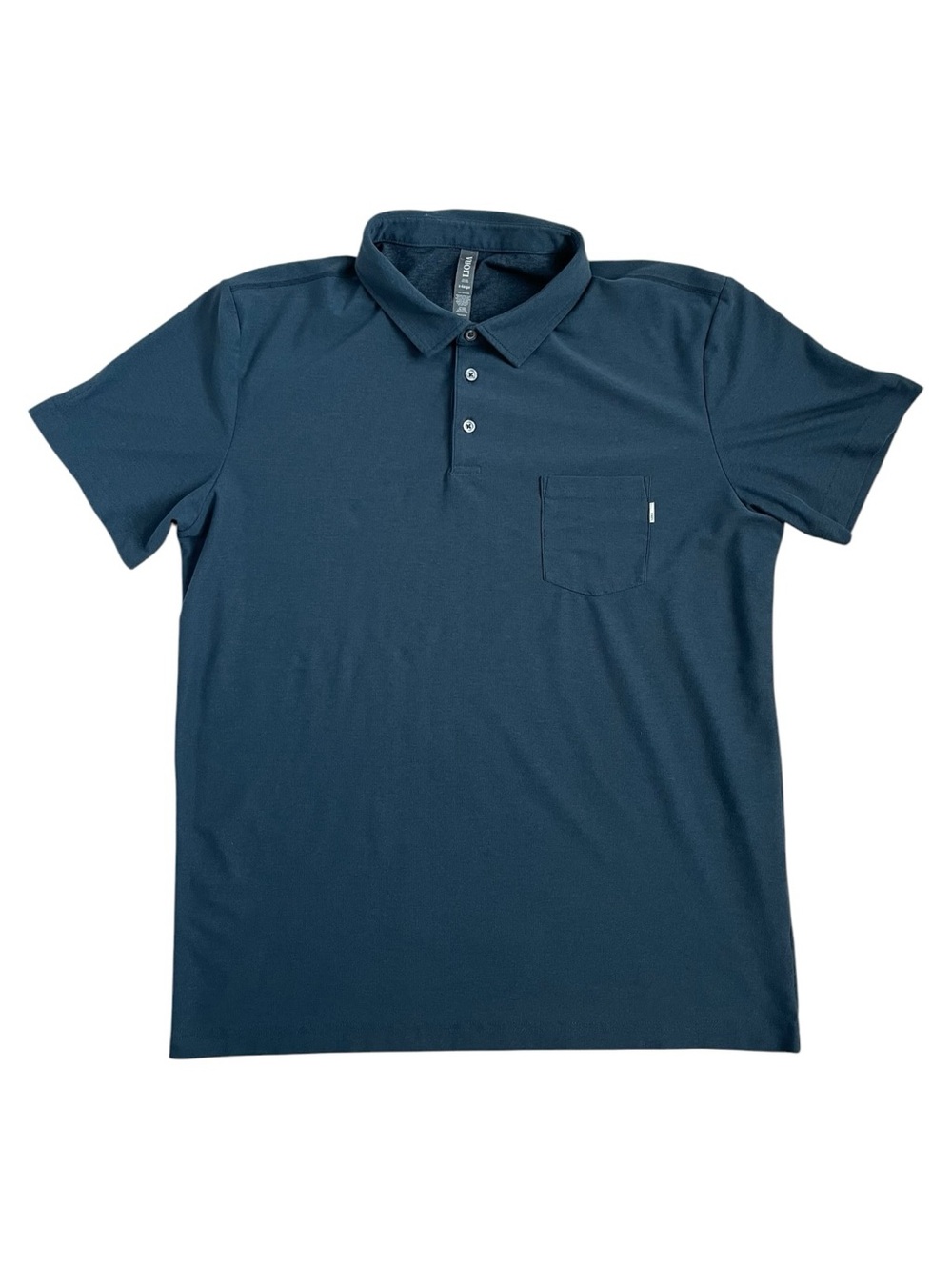 Vuori Ace Polo Shirt Men’s XL Navy Blue Stretch Performance Travel Pocket Logo